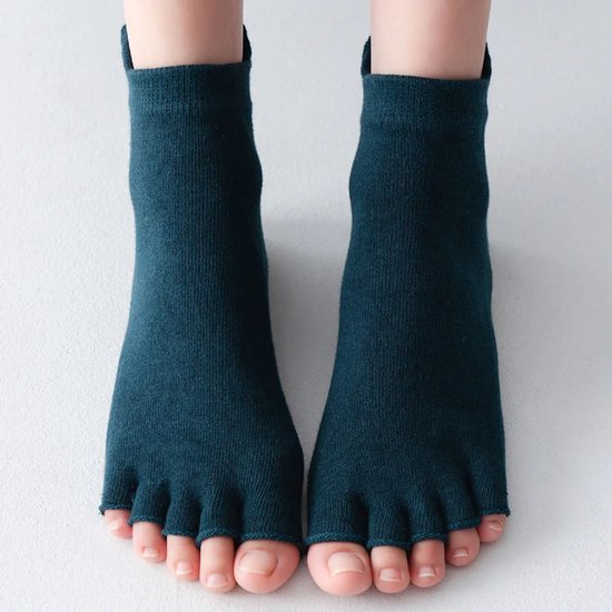 Dames Antislip Yogasokken met Vijf Tenen (Maat 35-41) - Pilates Sokken van Katoen, Ademend en Elastisch - Sportsokken voor Yoga, Fitness, Gym, Dans & Ballet van Merkloos — afbeelding 2