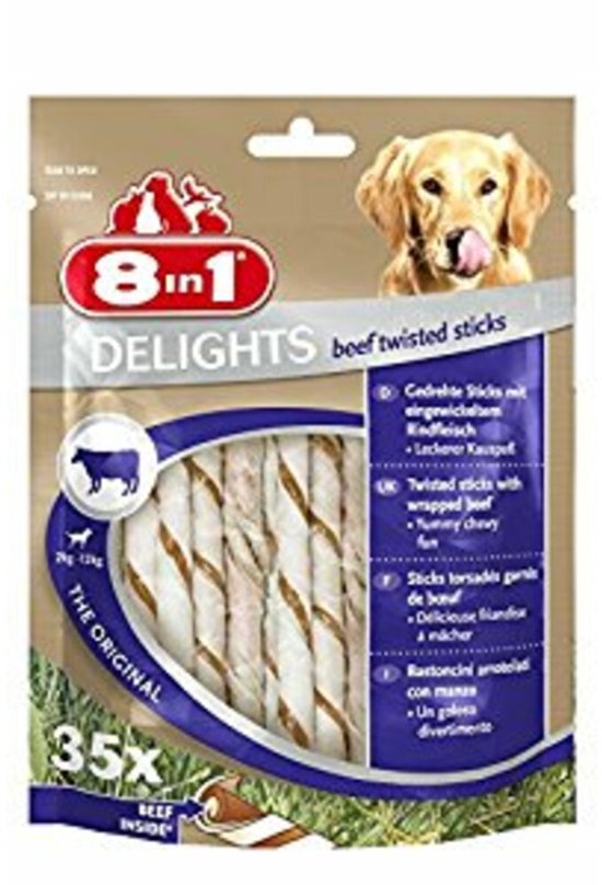 8in1 Delights Twisted Sticks Rund - 5 x 35 stuks - Voordeelverpakking