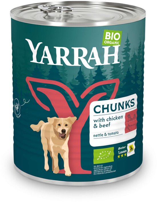 Yarrah Bio Hondenvoer Chunks Kip & Rund - 6 x 820 gr - Voordeelverpakking