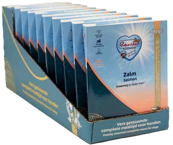 Renske Vers Vlees Zalm Graanvrij - Hondenvoer - 10 x 395 gr