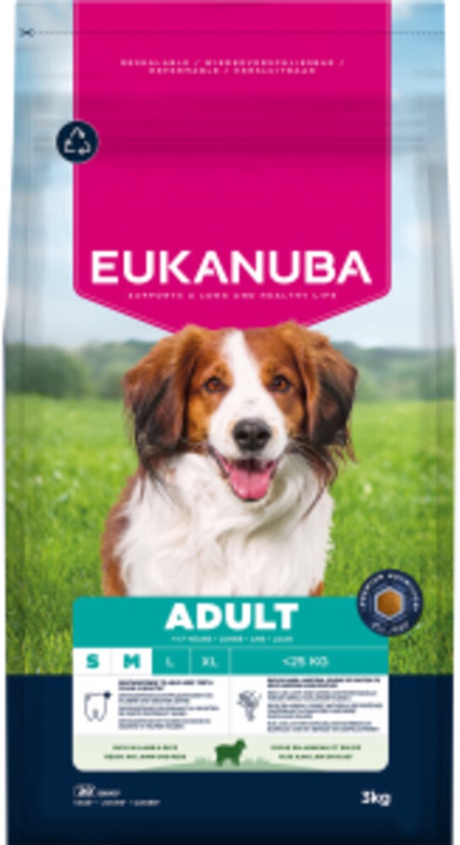Eukanuba Eukanuba Hondenvoer Droog Life Care Dog Adult Small/Medium Lam en Rijst - 3 x 3 kg - Voordeelverpakking