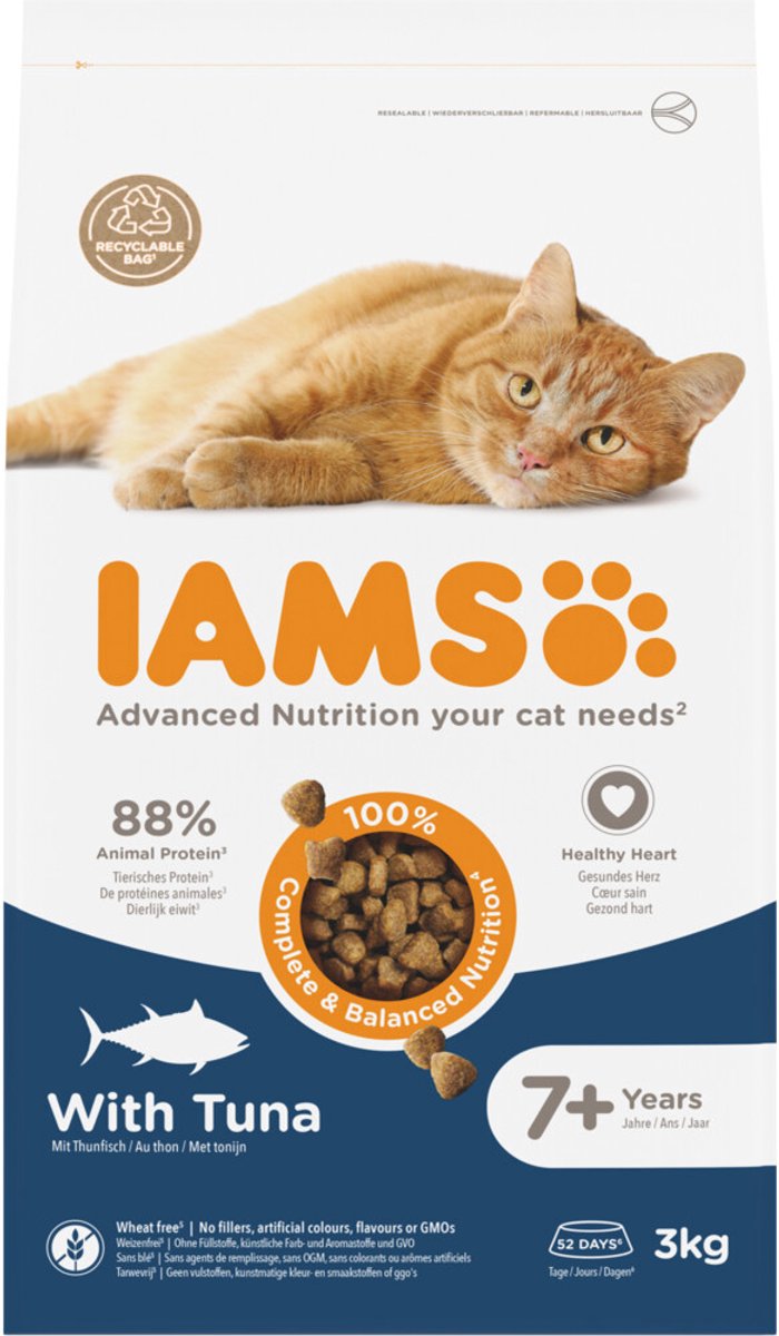 IAMS IAMS Cat Senior 7+ Kattenvoer Tuna - 3 x 3 kg - Voordeelverpakking