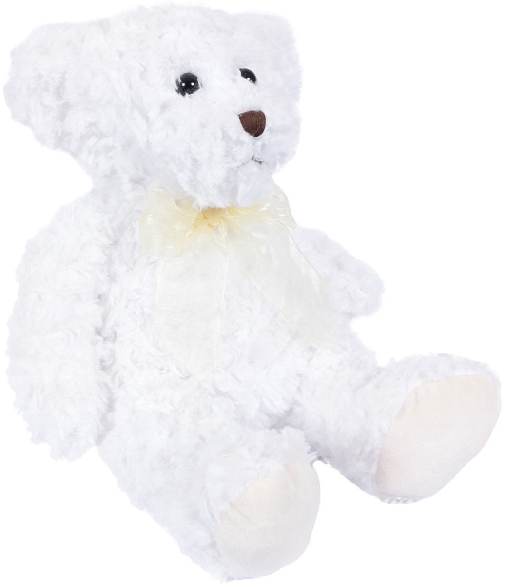 PIA Soft Toys - Pluche Knuffeldier Beer - wit - zittend - 30 cm