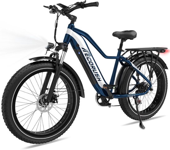 ECORUSH Elektrische Fiets ECO R1 - Trendy 26*4.0 Inch Fat Tire City Commuter EBike met Afneembare 48V 13Ah Lithium Batterij - Mountain E-Bike met 250W Motor - 7 Versnellingen - IP54 Waterdicht - ECORUSH - €1.149,99