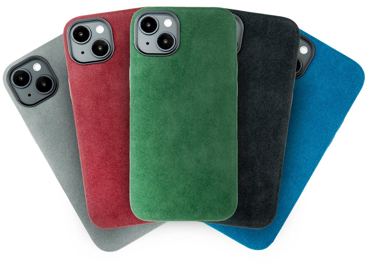 iPhone 14 Plus – Alcantara Case + MagSafe Wallet + Gratis Screenprotector | Emerald Green