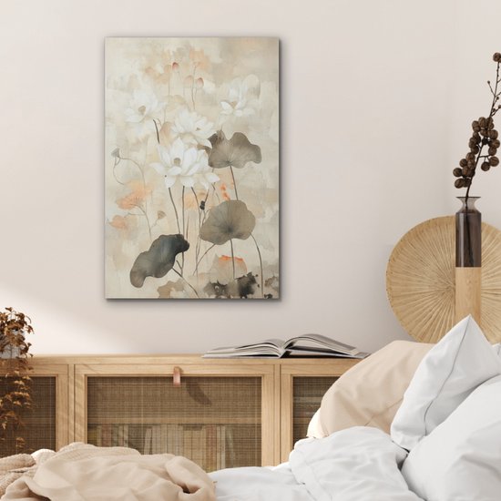 Panneau mural acoustique 50x70 cm - Peinture en Feutre Fleurs - Japandi - Wabi sabi - Panneaux acoustiques - Décoration murale insonorisante - Isolation phonique salon - Décoration murale panneaux sonores
