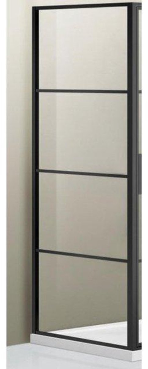 FugaFlow Efficiente Vetro Zijwand - 100x200cm - frame lines buitenzijde - anti kalk - mat zwart
