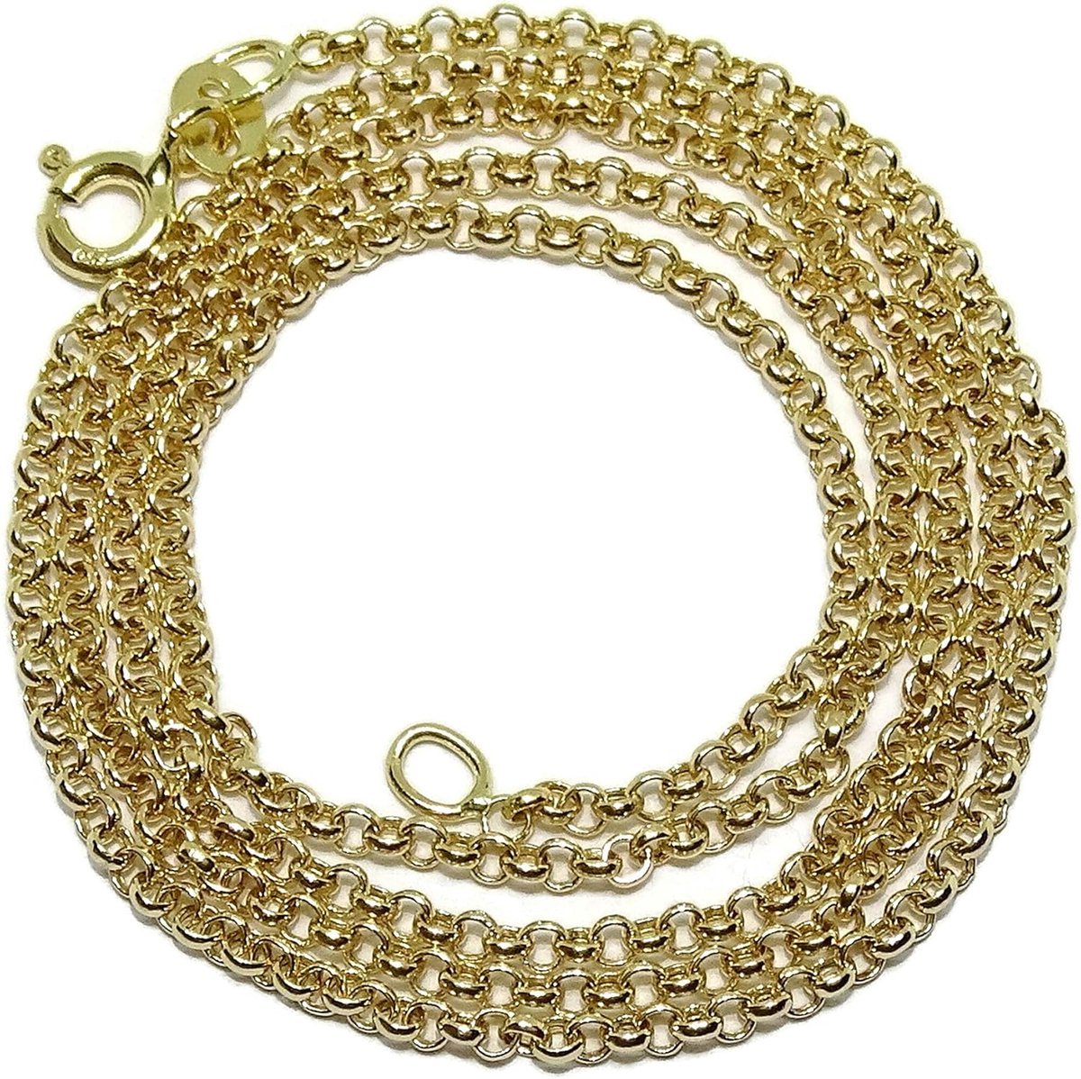 Damesketting 18 karaat geelgoud plat rolo model 2 mm breed 50 cm lang met veersluiting