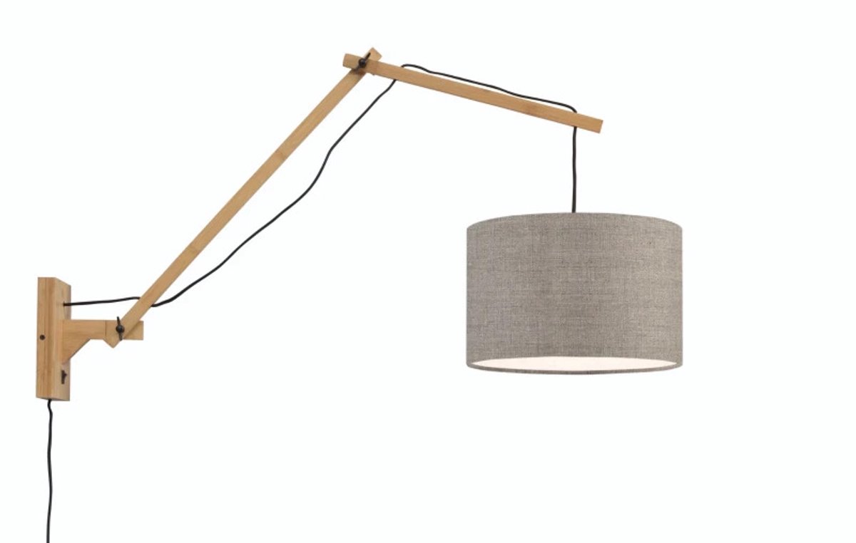 Good&Mojo Bamboe LED Wandlamp Andes | 1X E27 Max 40W | Dark Linen