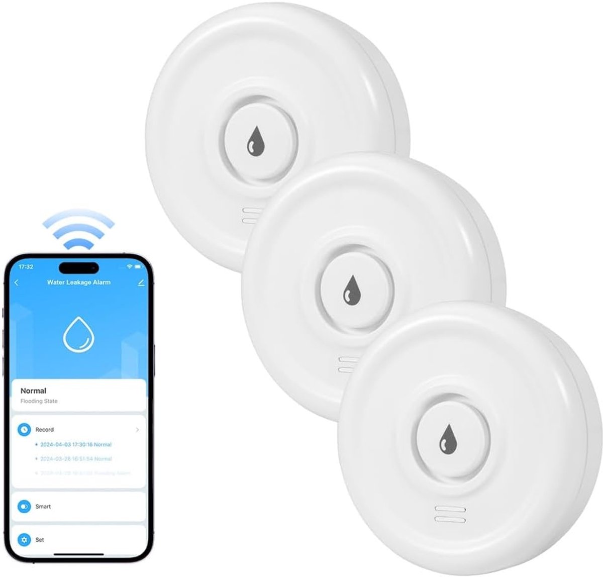 Compacte WiFi Watermelder voor Waterlekdetectie - 100 dB Alarm en Slimme App