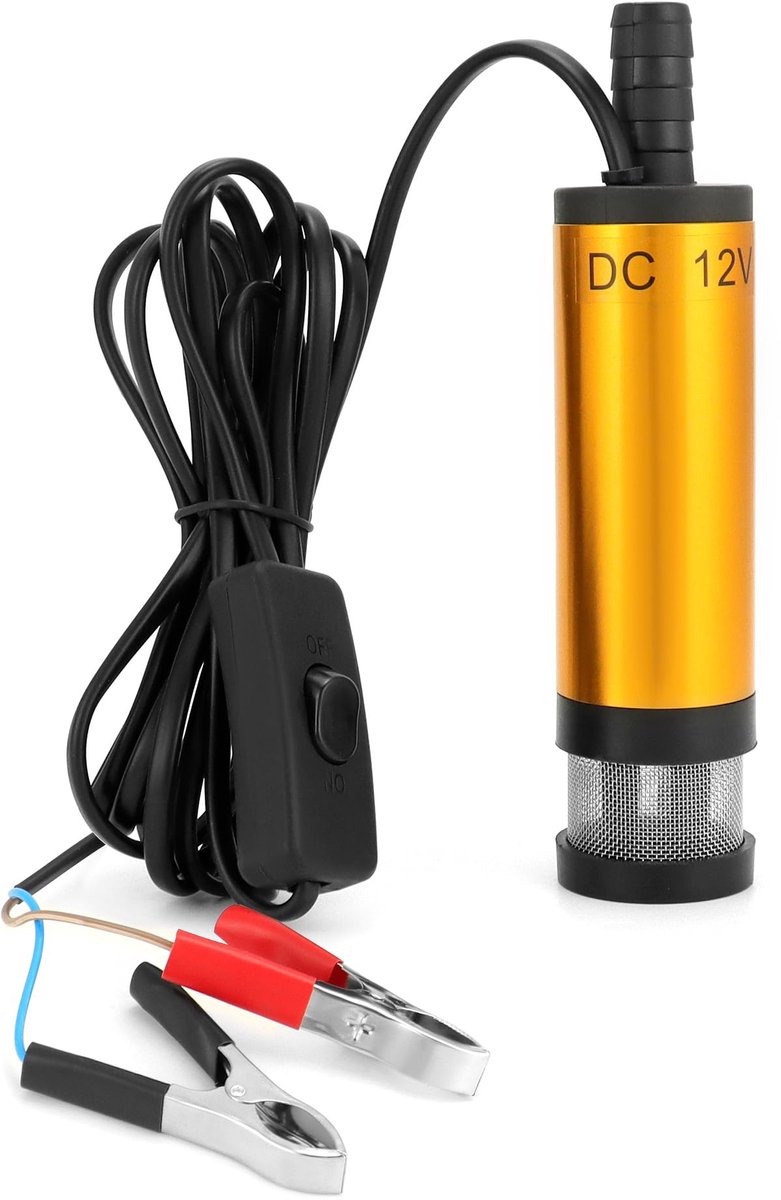 12V waterpomp 38MM, dieselpomp met clip, RVS, 3M stroomkabel, voor diesel, kerosine, water
