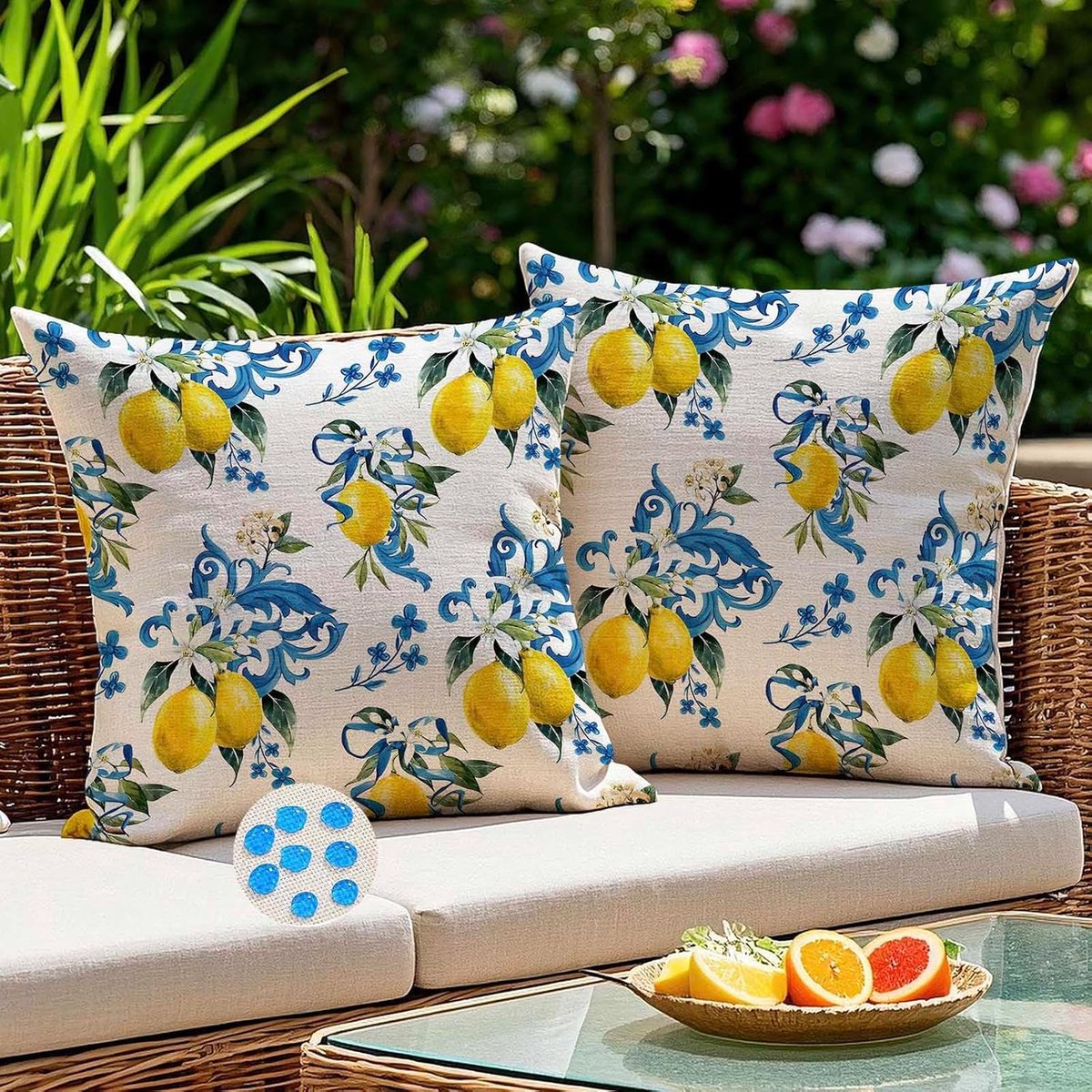 Weerbestendige gele citroenen kussenslopen 45 x 45 cm voor tuin en interieur