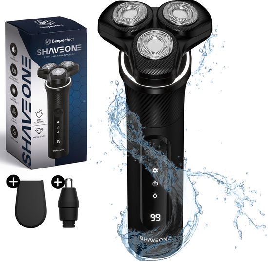 Beeperfect® Scheerapparaat voor Mannen - Trimmer en Neustrimmer - Nat & Droog Scheren - Elektrisch Scheerapparaat - Scheren - 3 Opzetstukken - Beeperfect® - €39,95