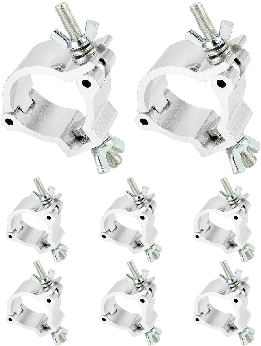 8 Pack Traverse Clamps - 48-51mm - 100kg Capaciteit - Aluminiumlegering Klemmen voor Stage Lights Spotlights Moving Head Lighting