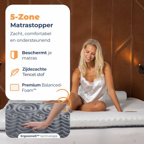Best Life Surmatelas 160x200 - Topper Matras - Tencel - Pour Matelas 160x200 - Topmatras 6 cm