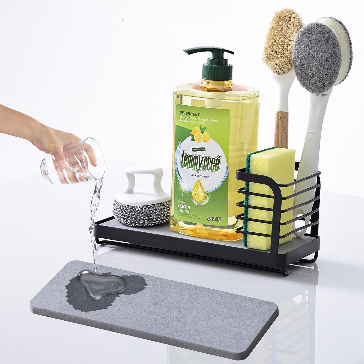 Ibenzoa® Roestvrijstalen keukenorganizer met diatomiet plaat en compact ontwerp