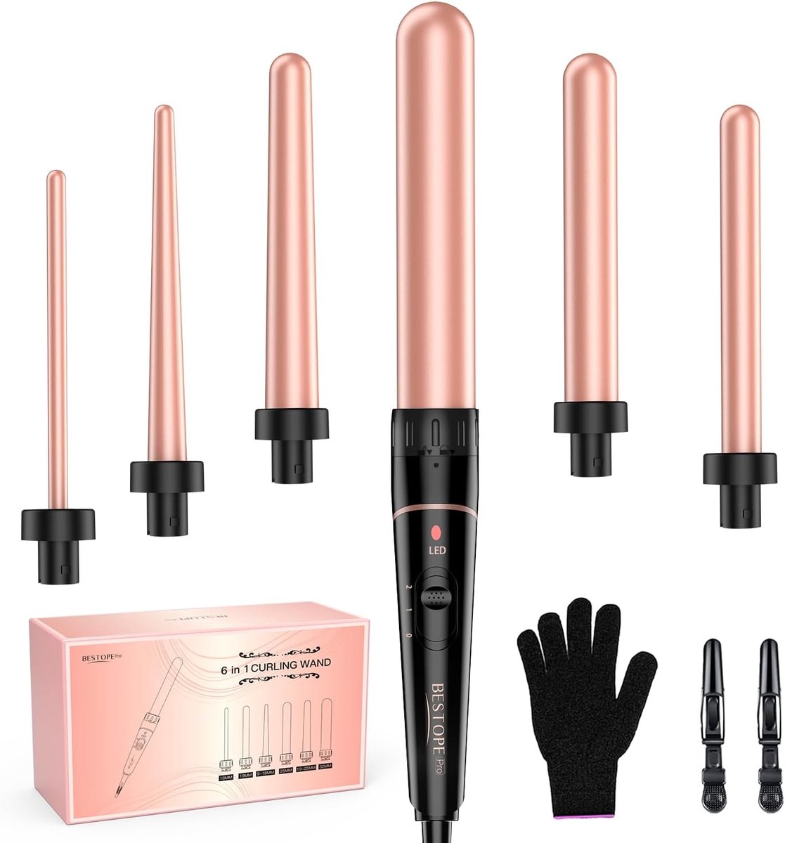 6-in-1 Krultangset met Verwisselbare Cilinders voor Perfecte Krullen
