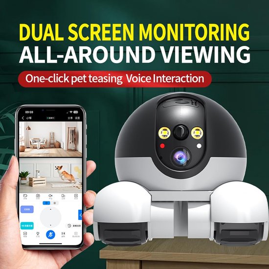 Robotcamera met dubbele lenzen en afstandsbediening voor huisbeveiliging — afbeelding 3