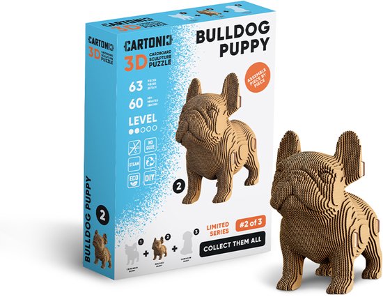 CARTONIC-3D PUZZLE -BULLDOG PUPPY- puzzle karton 3D DIY Jouets Créatif Décoration Intérieur Cadeau Écologique Pour enfants et adultes