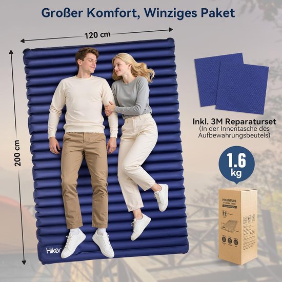 Lichte en Compacte Dubbele Opblaasbare Slaapmat voor Kamperen van Quechua — afbeelding 4