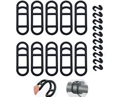 10-stuks Siliconen band voor fietsverlichting - Fietsband met vier gaten - Stuuraccessoire - Telefoonband voor op de fiets - Met S-vormige kunststof haak - Eenvoudig te installeren - Rekbaar - Voor fietsliefhebbers, fietsers en forenzen - Zwart