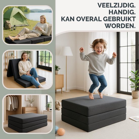 Opvouwbare Matras 90x200 cm - Extra Dikke Slaapmatras voor Volwassenen en Kinderen - Huidvriendelijke en Wasbare Hoes - Ideaal voor Kamperen en Logeren van Milliard — afbeelding 4