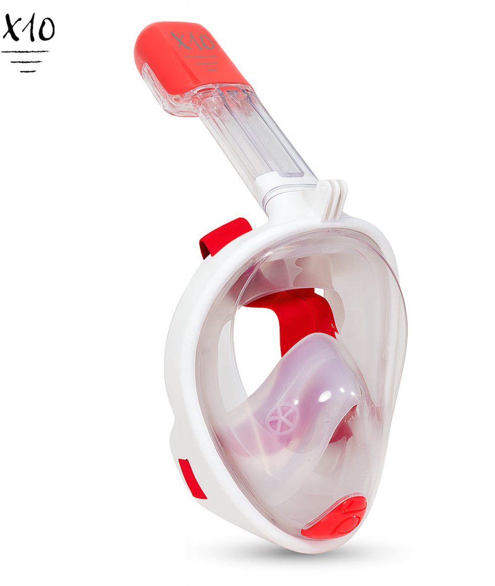 X10 Snorkelmasker - Duikbril - Snorkel - Snorkelset - Full Face Masker - Volwassenen - Coral - L/XL