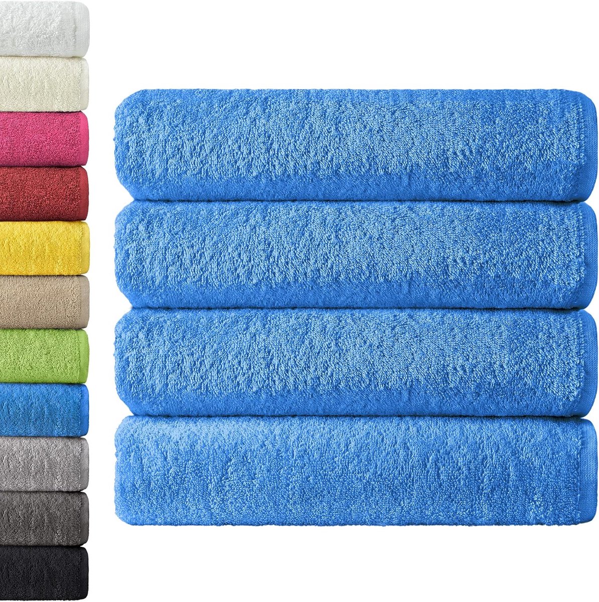 4-Delige Badstof Handdoeken Set - 70 x 140 cm - 100% Katoen - Koningsblauw