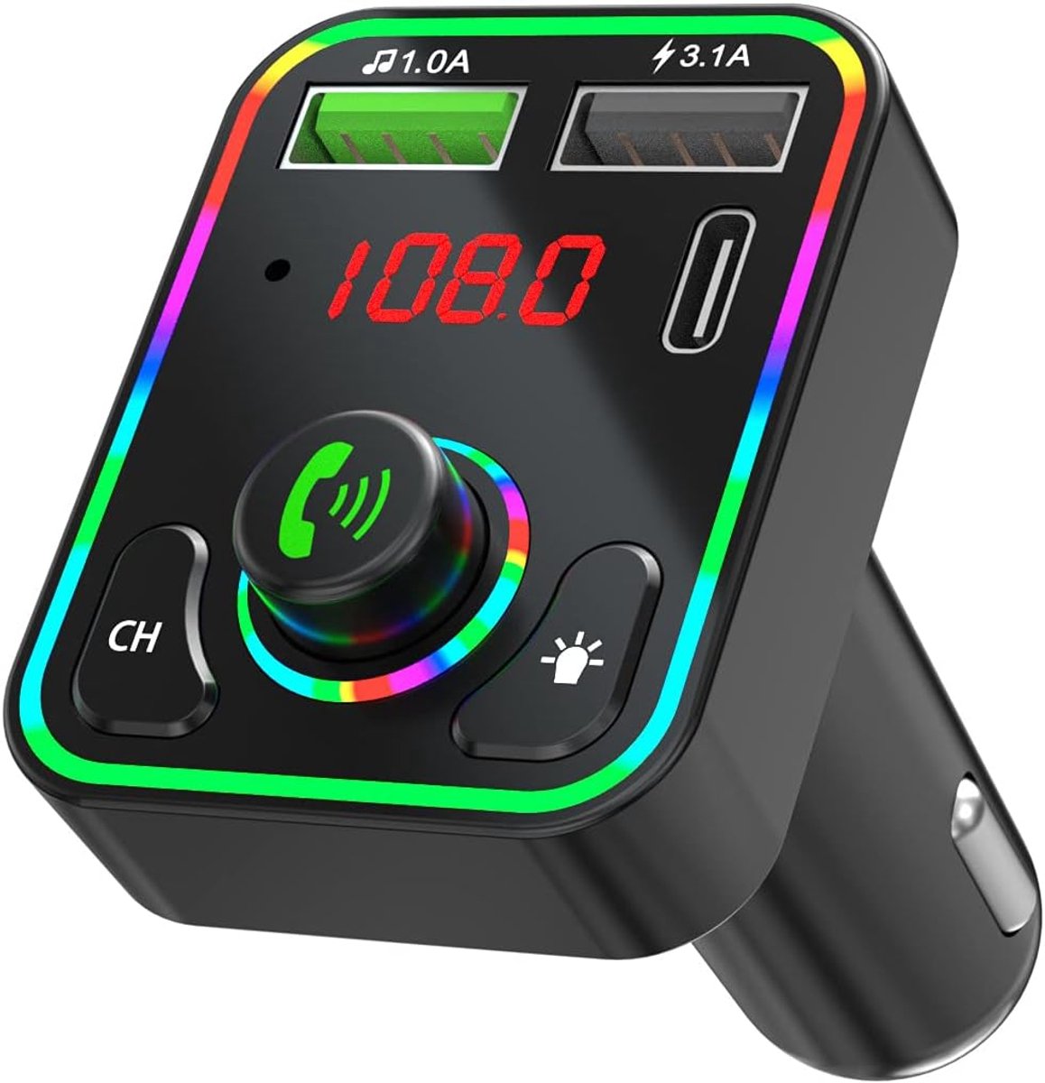 Bluetooth 5.0 Auto Draadloze FM-zender MP3-speler 2 USB PD-opladeradapter