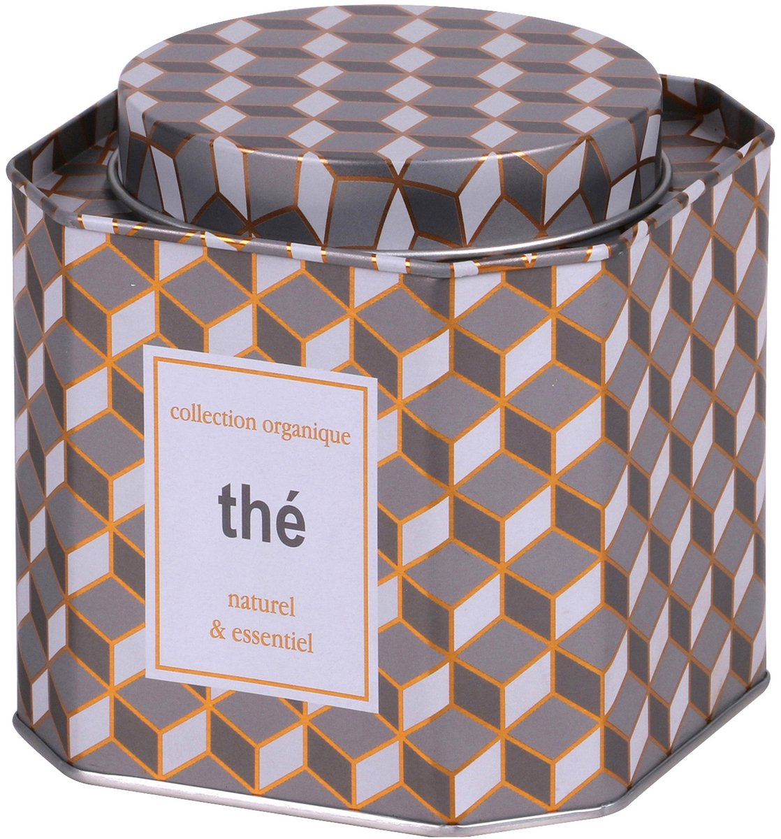 Urban Living Thee bewaarblik - retro print - metaal - 10 x 10 cm - theeblik - losse thee