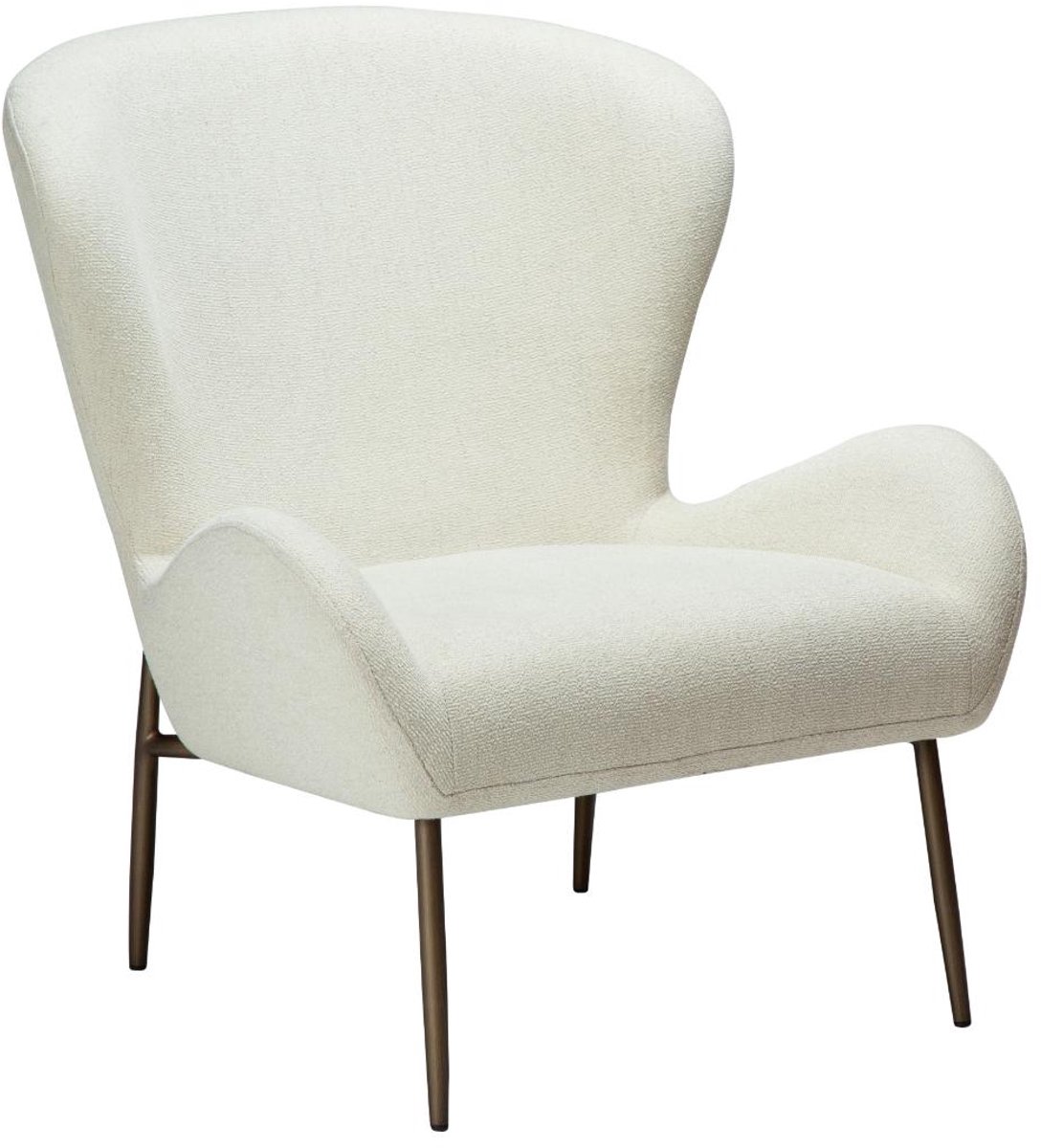 Glam Dan-Form fauteuil bouclé wit.