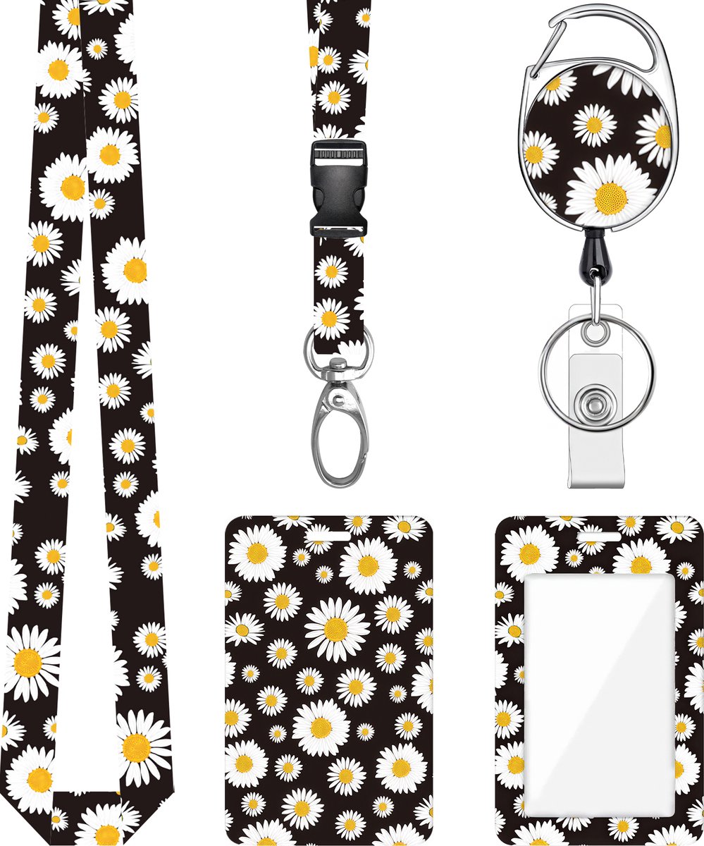 Keycord met Uittrekbare Sleutelhanger & Badgehouder - Afneembare Lanyard - Trekkoord Badge Pashouder - Clip Keykoord - Intrekbare Houder voor Kaart/Sleutels - Universeel Telefoon, GSM Koord - Sleutelkoord/Nekkoord - Telefoonkoord Ketting