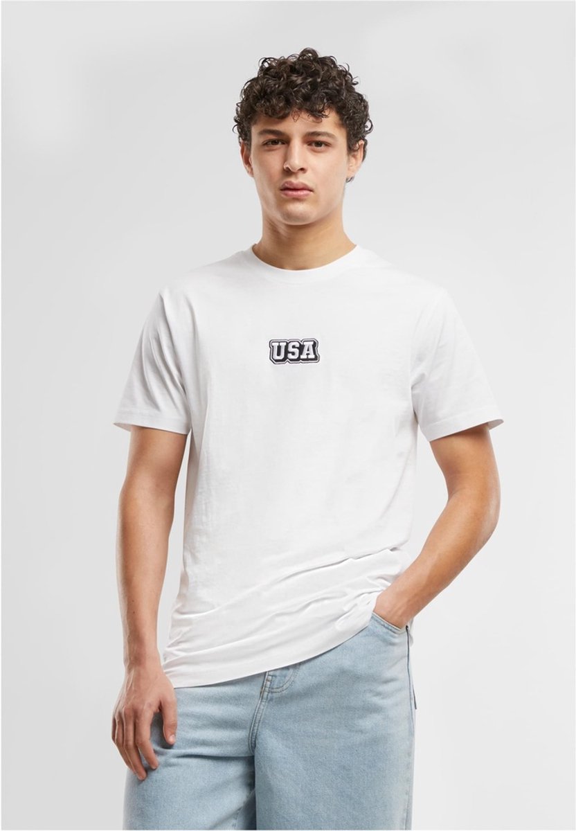 Mister Tee USA College Wording Patch T-shirt Wit