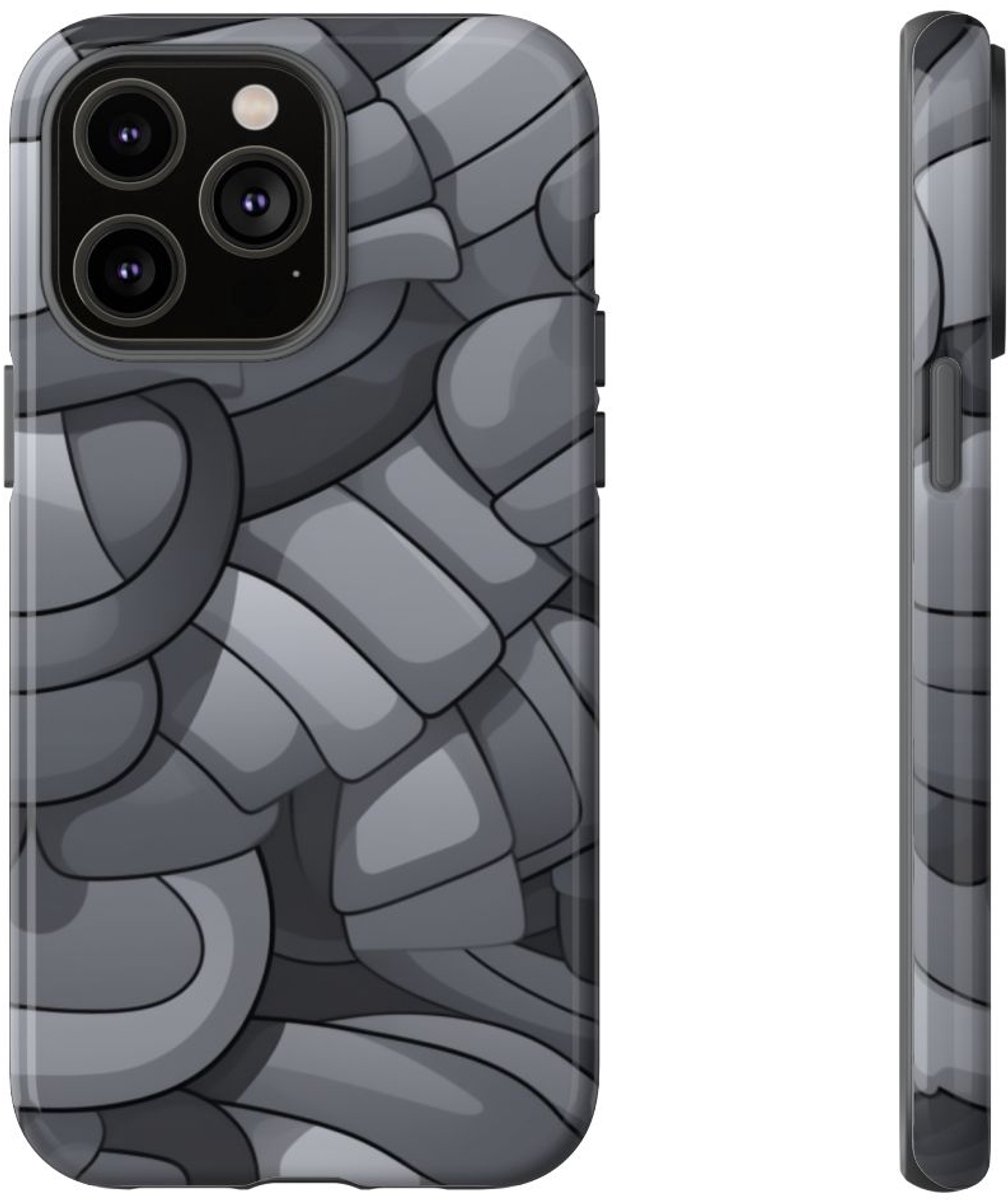 Grijs Abstract Buispatroon – Telefoonhoesje Geschikt voor iPhone 14 Pro Max
