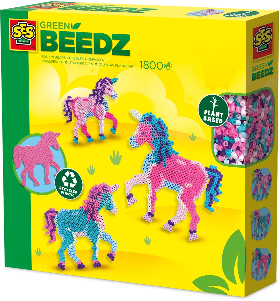SES Creative - Green Beedz - Unicorn - Strijkkralen - 1800 Stuks - Gerecycled Materiaal - Duurzaam - Vanaf 5 Jaar