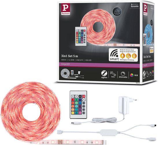 Foto: Simpled led strip smart home zigbee 3 0 rgb volledige set 5m gecoat 20w 90lm m 30 leds m rgb 24va