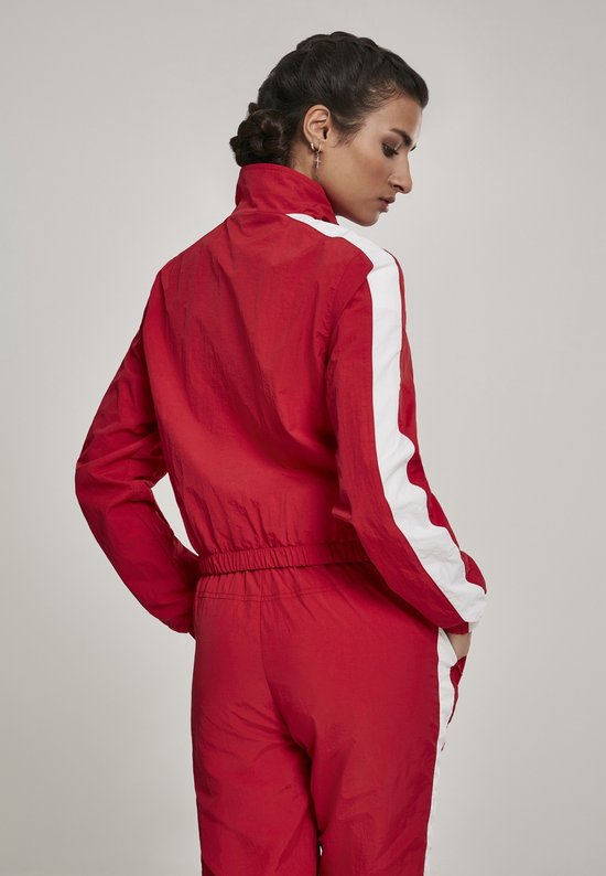Veste Urban Classics -M- Short Rayé Crinkle Track Rouge / Blanc