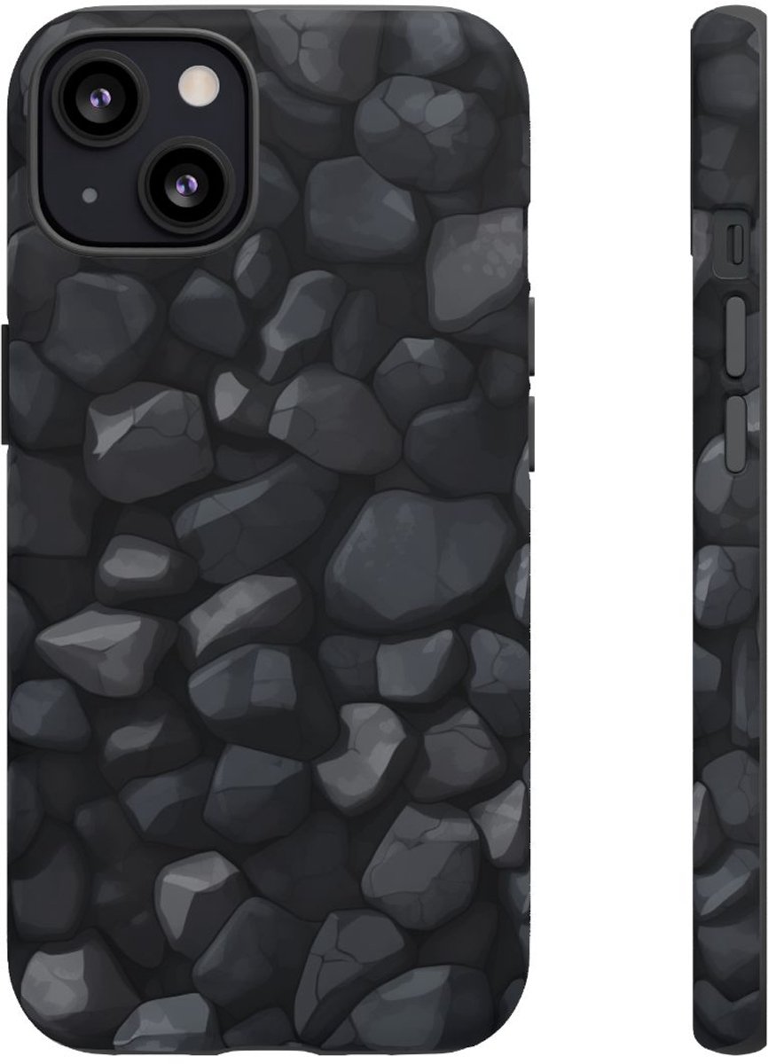 Donkergrijs Steentextuurpatroon – Telefoonhoesje Geschikt voor iPhone 13
