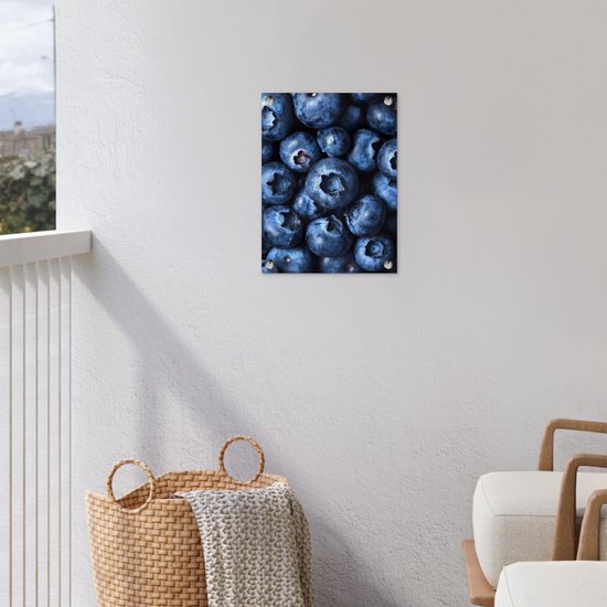 Tuinposter 30x40 cm - Tuindecoratie Bessen - Blauw - Fruit - Poster voor in de tuin - Buiten decoratie - Schutting tuinschilderij - Tuindoek muurdecoratie - Wanddecoratie balkondoek
