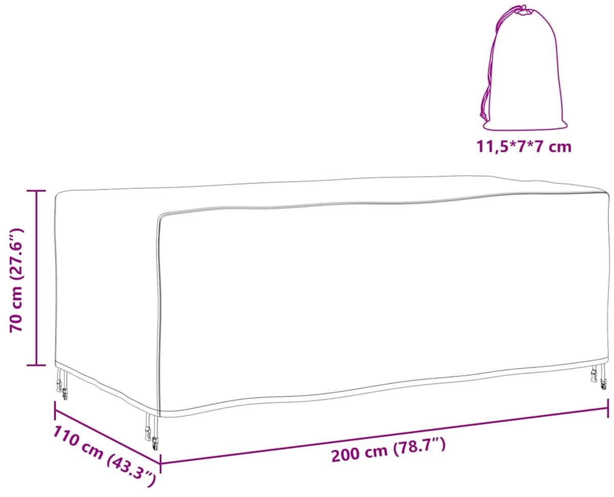 Housse De Protection Pour Mobilier Extérieur VidaXL – 300x110x70 Cm, Tissu 420D Résistant Aux UV – Imperméable, Design Moderne