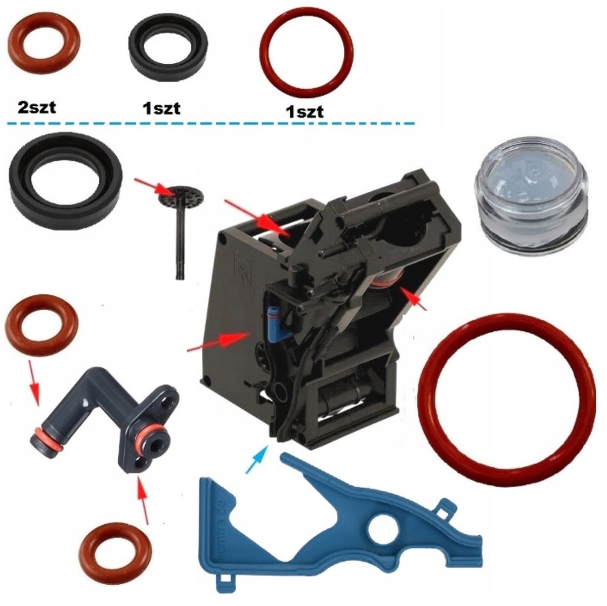 Pakkingen - reparatieset - oring - O-ring voor Siemens EQ 5 / 6 / 7 / 8 Bosch VeroBar - Fabrikant: Vervangend product - Leveringsomvang 5 stuks afdichtingen 1 stuk smeermiddel 5 ml