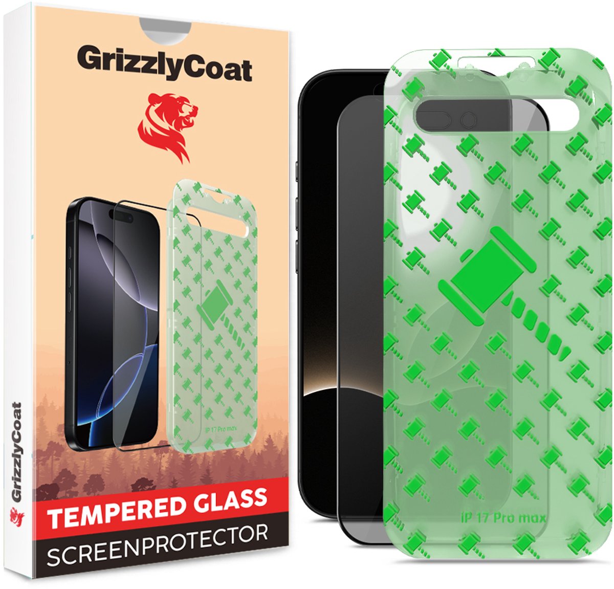 GrizzlyCoat Screenprotector geschikt voor Apple iPhone Air Glazen | GrizzlyCoat Easy Align Screenprotector Privacy - Case Friendly + Installatie Frame