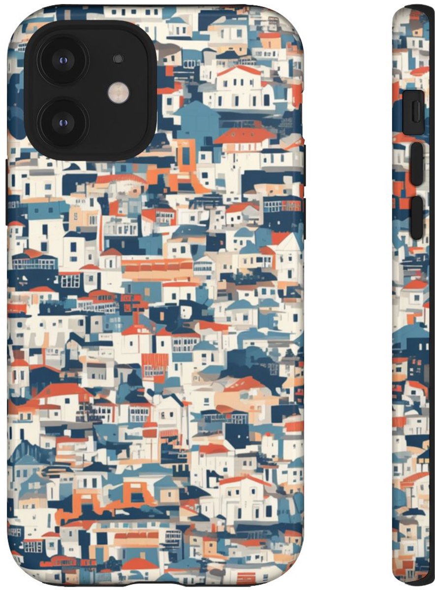 Dichtbebouwde Stadswoningen Patroon – Telefoonhoesje Geschikt voor iPhone 12