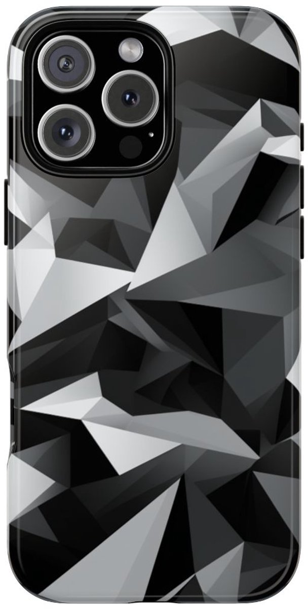 Zwart-Grijs Geometrisch Abstract Patroon – Telefoonhoesje Geschikt voor iPhone 16 Pro Max