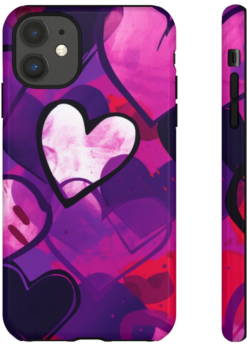 Levendig Popart Hartjespatroon – Telefoonhoesje Geschikt voor iPhone 11