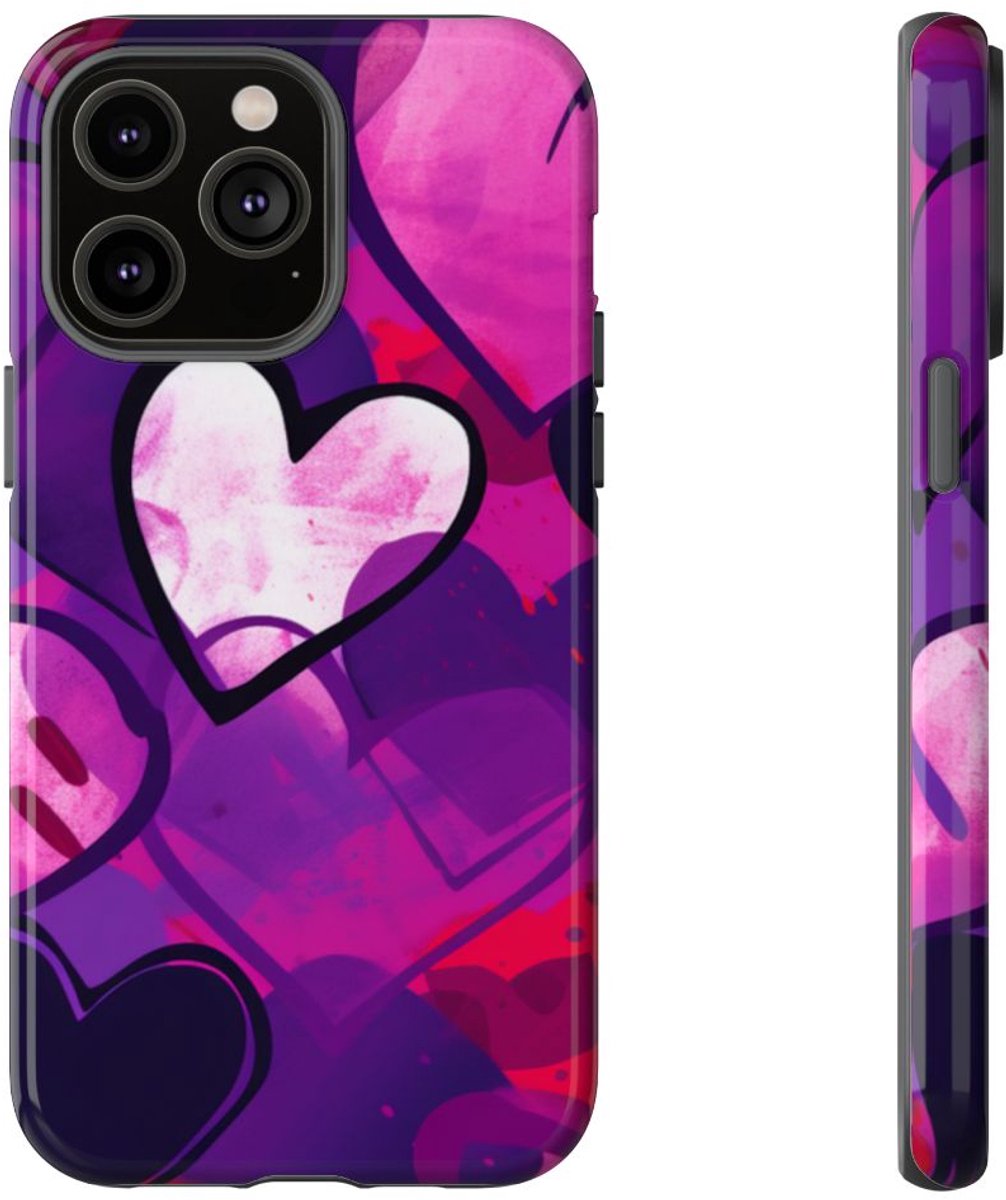 Levendig Popart Hartjespatroon – Telefoonhoesje Geschikt voor iPhone 14 Pro Max