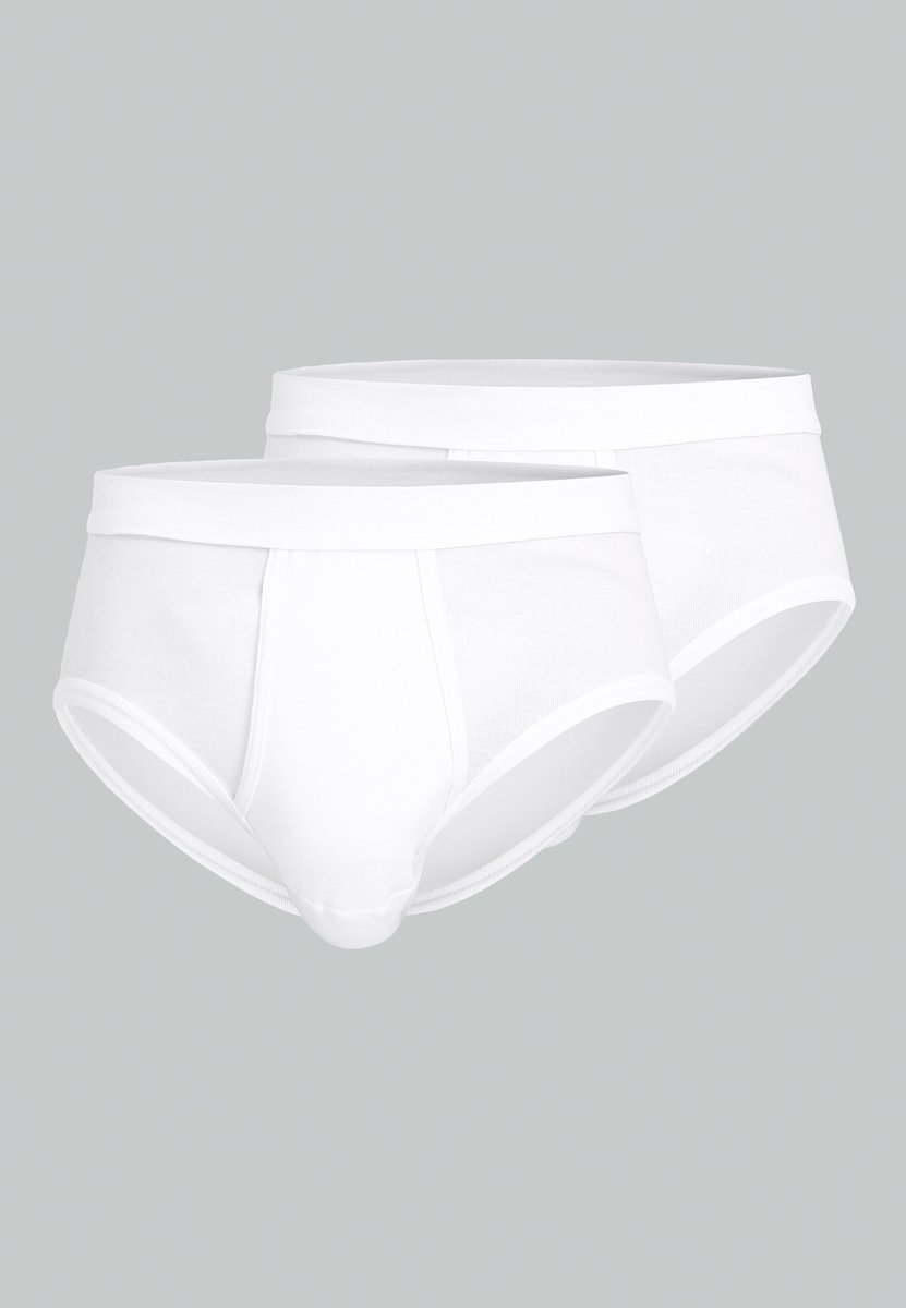 CECEBA Classic Fine Rib 2-pack Herenslip met gulp - Wit
