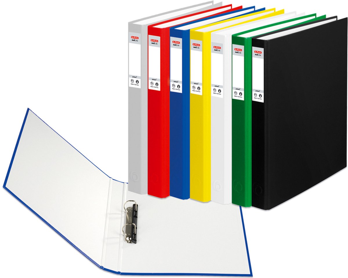 Herlitz ringbandmap max.file protect, A4-formaat, 2-ringmechanisme, blauw