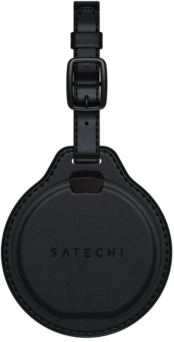 Satechi FindAll Vegan-lederen Baggage Tag met FindMy – Geïntegreerde Apple Find My Technologie – Ontvang Meldingen bij Achterlaten Bezittingen – Draadloos Opladen voor Langdurige Prestaties - Zwart