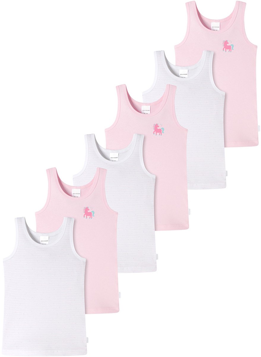 Schiesser Meisjes onderhemd 6 pack Kids Girls fijnrib Organic Cotton